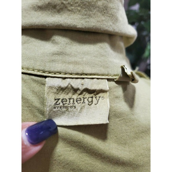 Zenergy Women Green Cotton Two Buttons Single Breasted Casual Jacket Coat Size 1 - Picture 9 of 12